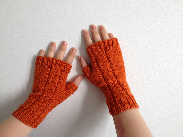 #21 Cable-Accent Fingerless Mitts