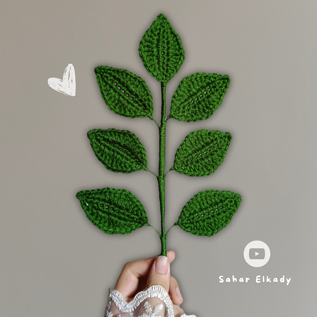 Crochet leaf branch