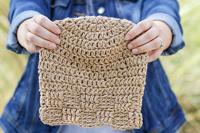 Chunky Basketweave Brim Beanie