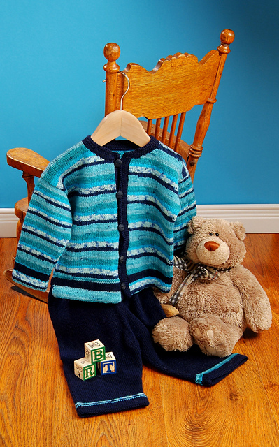 Little Baby Boy Blue Cardi and Pants