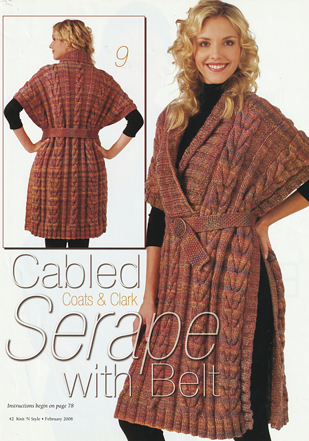 Cabled Serape with Belt