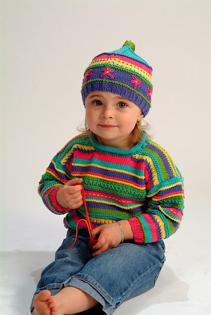 Toddler's Embroidered Pullover and Hat SRK 98