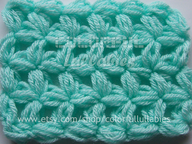 Jasmine Stitch No. 1- 4 petals with puffs in rows
