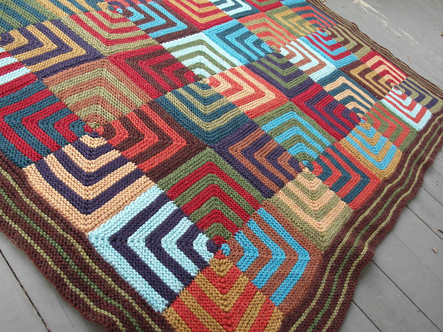 Psychedelic Squares Afghan: Garter St Version