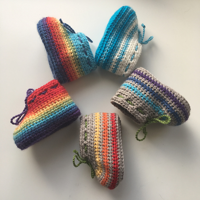 Striped Baby Booties in 4 sizes