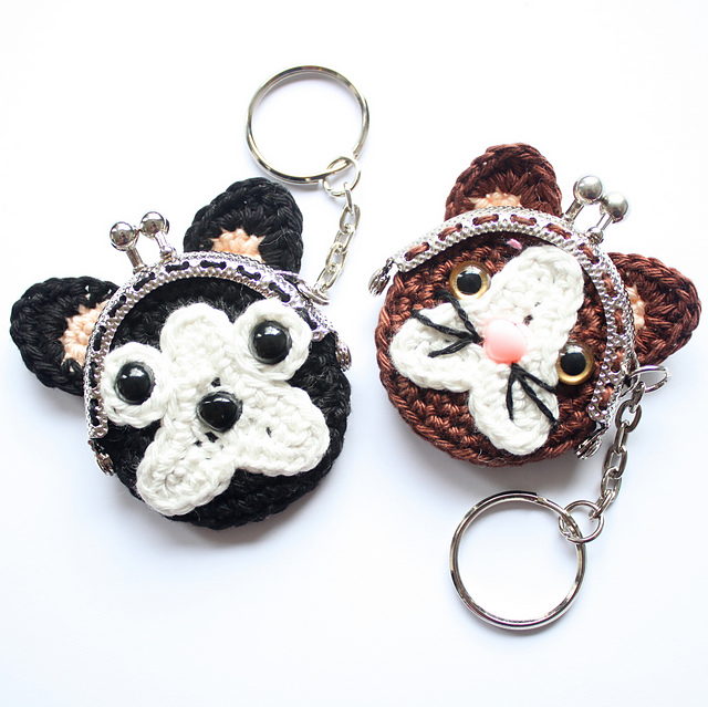 Bulldog and Cat coin purse