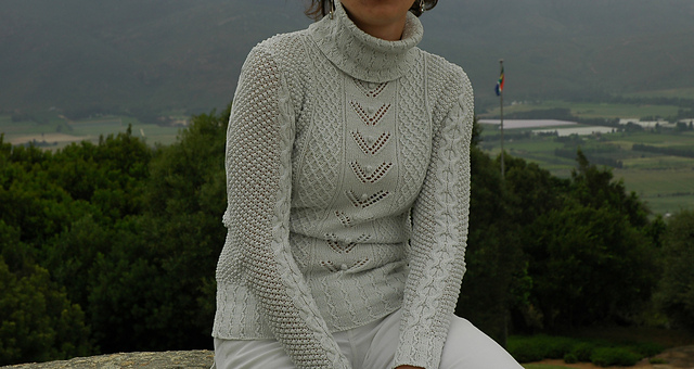 Aran-style Polo Neck Sweater