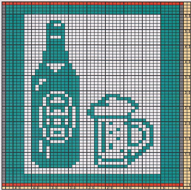 Potholder Beer bottle with glass
