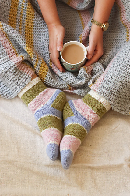 Slip Stitch Stripe Socks