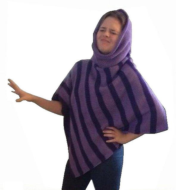 Tuck stitch poncho with cowl/hood