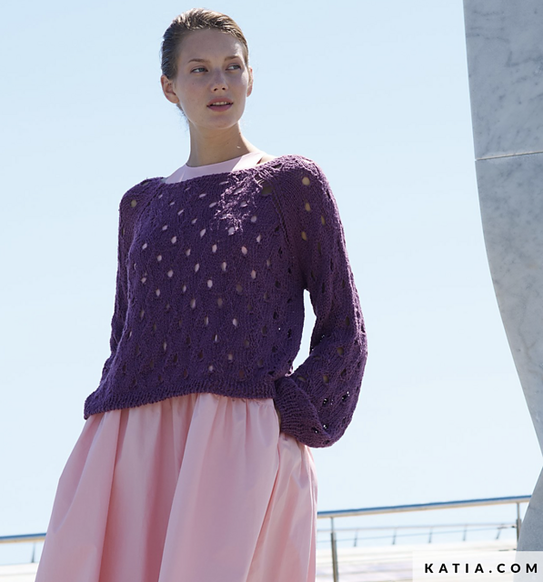 7691-14 Lacy Shoulder-Season Raglan Sweater