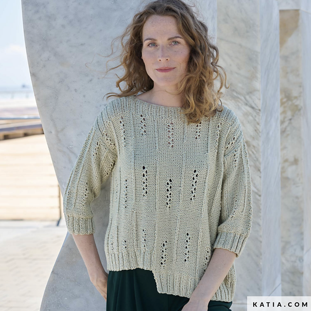 7691-22 Asymmetrical Eyelet Sweater