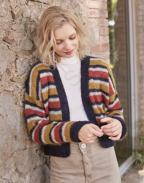 7912-3 Striped Cropped Cardigan
