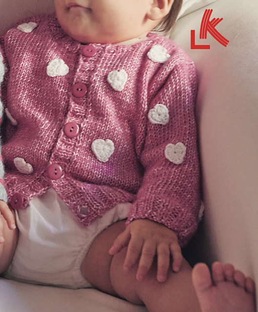 7900-19 Hearts Baby Cardigan