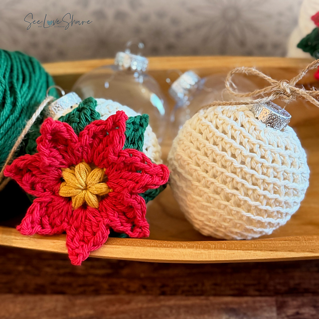 Poinsettia Christmas Ornament Bauble Cover