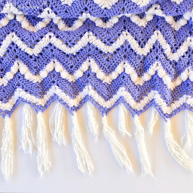 Purple & Puff Chevron Blanket