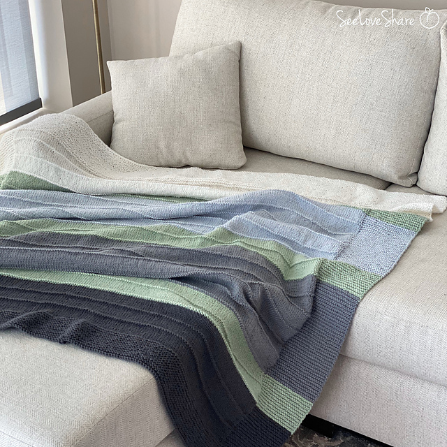 Simple Color Block Knit Throw