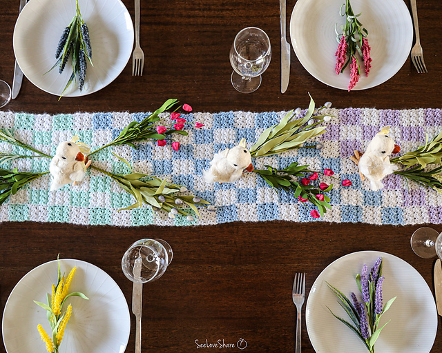 Spring Checkered Table Runner