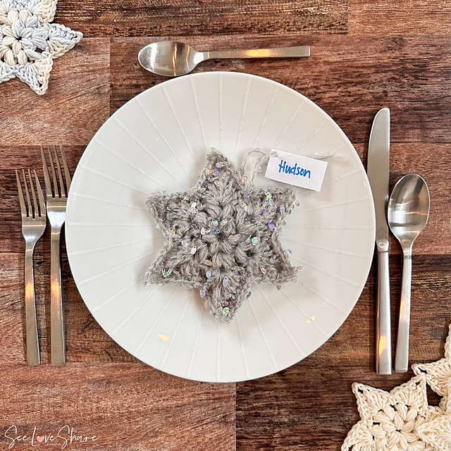 Hanukkah 6-Point Star Place Setting Ornament