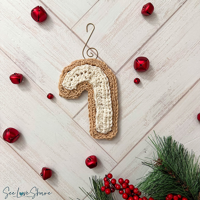 Winter Candy Cane Sugar Cookie Ornament
