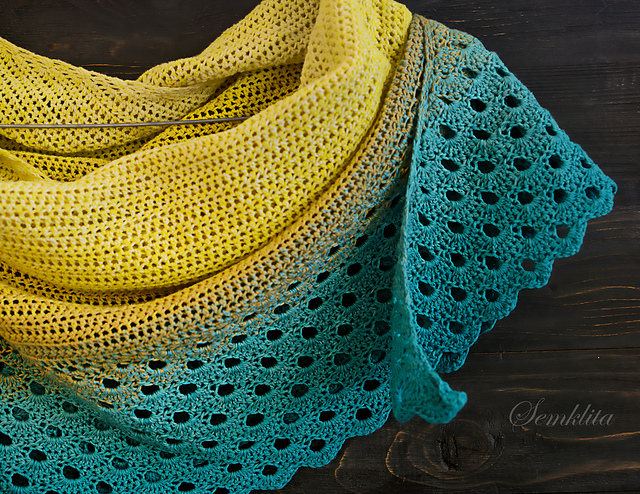 Yellow and blue shawl