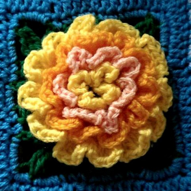 12" Marigold Afghan Block