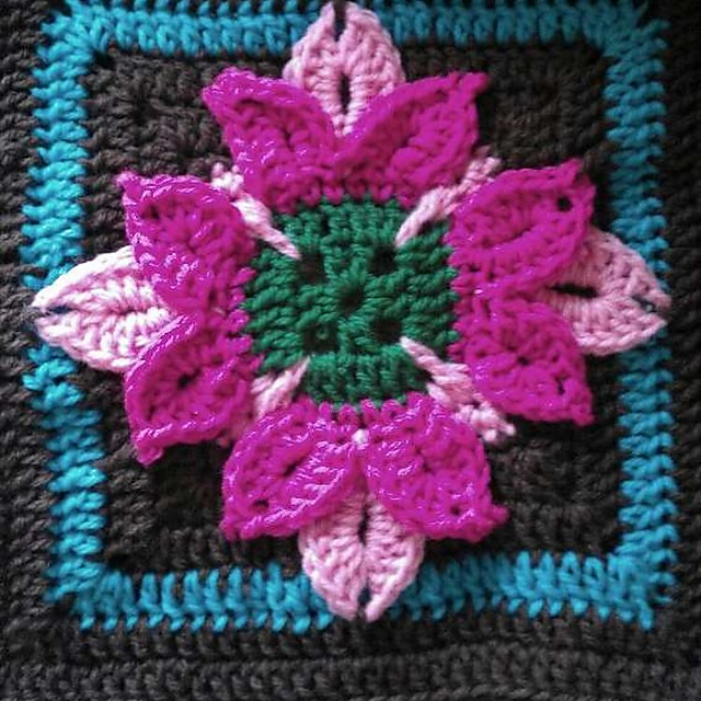 12" Fuschia Afghan Block