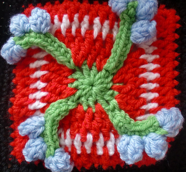 Bluebells 6" afghan block