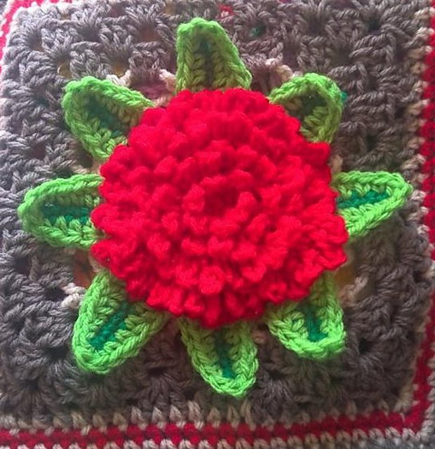 Dahlia 12" Afghan Block