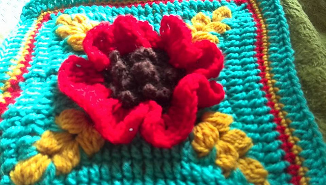 Poppy 12" Afghan Square