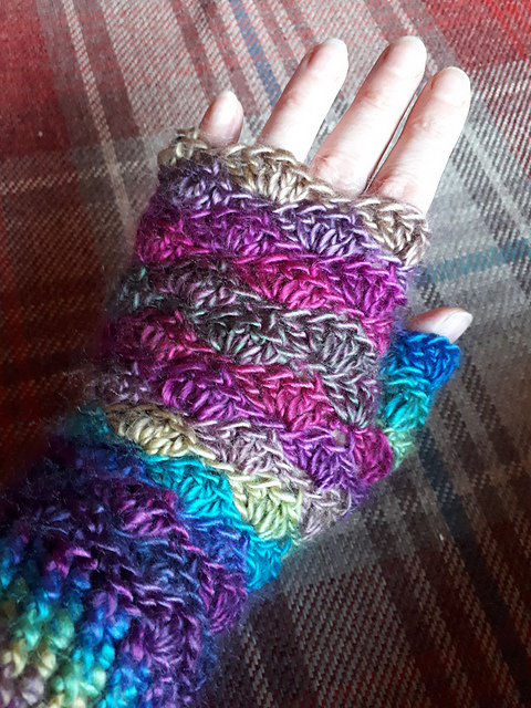 Rainbow Ripple Fingerless Gloves
