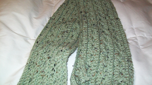 Slanted Vs and Ridges Crocheted Scarf