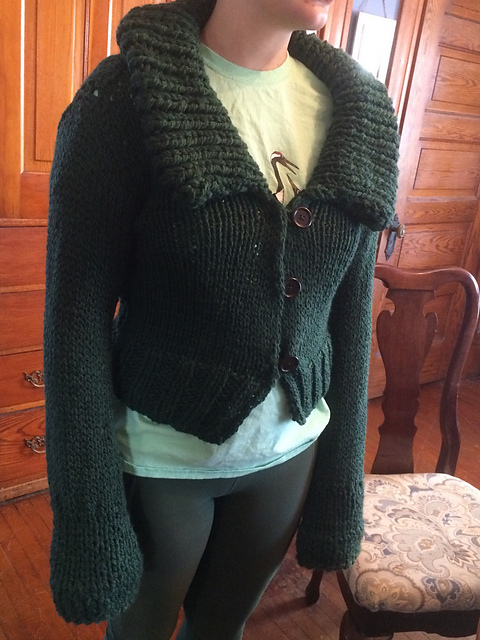# 08 Kurzjacke mit breitem Rippenkragen