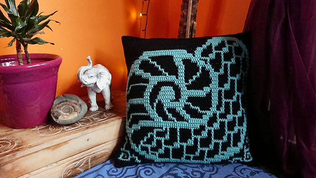 Spiral Shell Mosaic Crochet Pillow