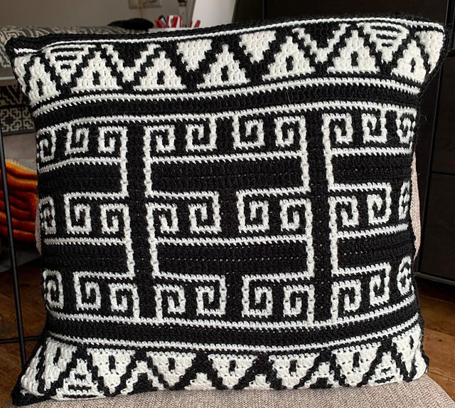 Geometric Shapes Spirals Pillow/Tribal inspired
