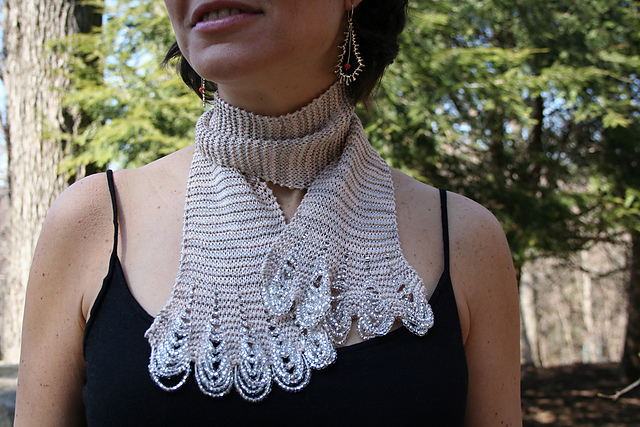 Scalloped Bead Silk Scarf