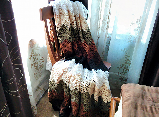 Mocha Ripple Chevron Throw