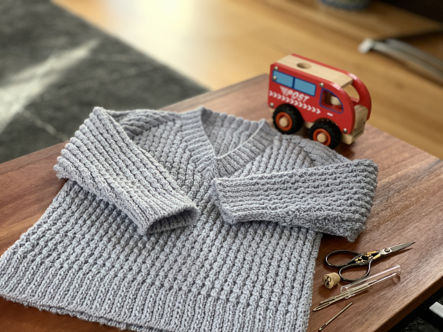 Mock Cable Sweater with Vee Neck