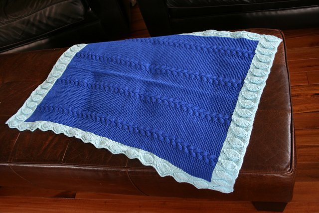 Cable and Garter Stitch Cot Blanket