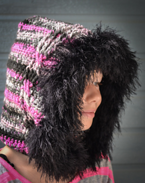 Cabled Fur Trim Hood