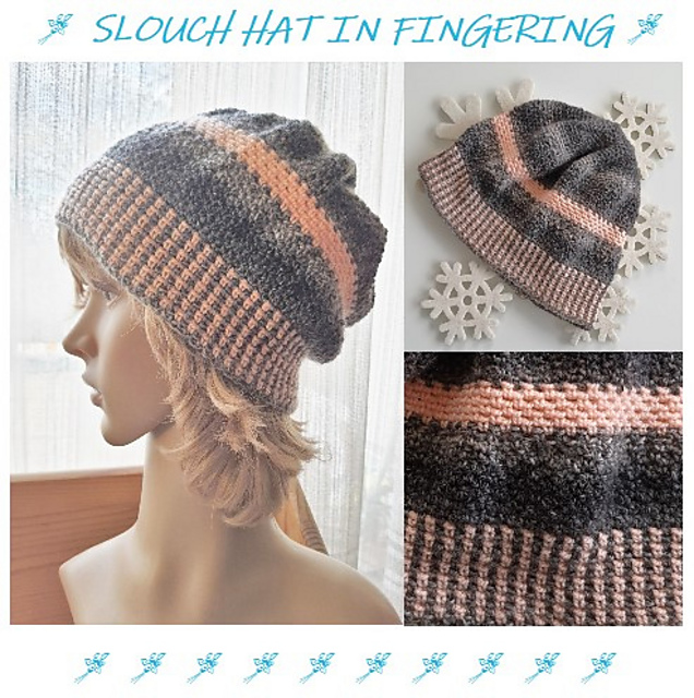 Slouch hat in fingering