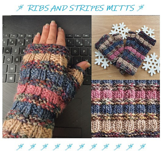 Ribs and Stripes Mitts