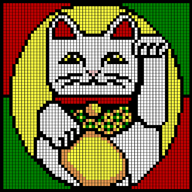 Pixel Art Maneki Neko Beads Pixel Art Small Cat Perler Bead