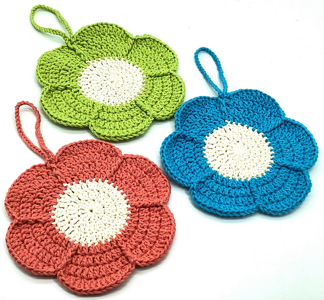 Flower Washcloth and Dishcloth