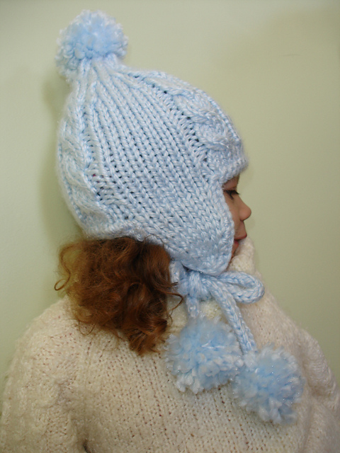 Ski Hat with Earflaps and Pompoms