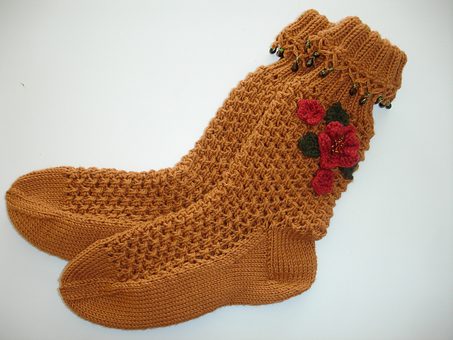 Textured Socks with Flowers