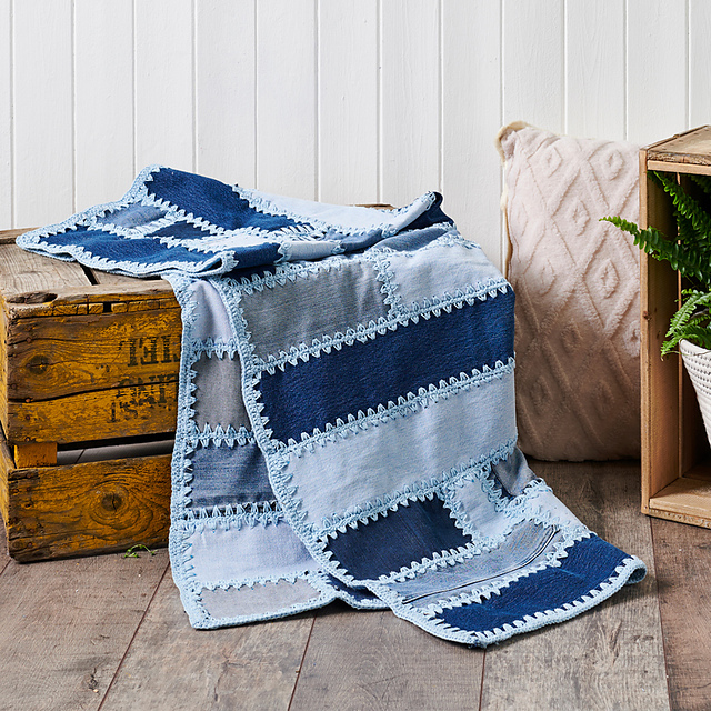 Upcycled denim patchwork blanket