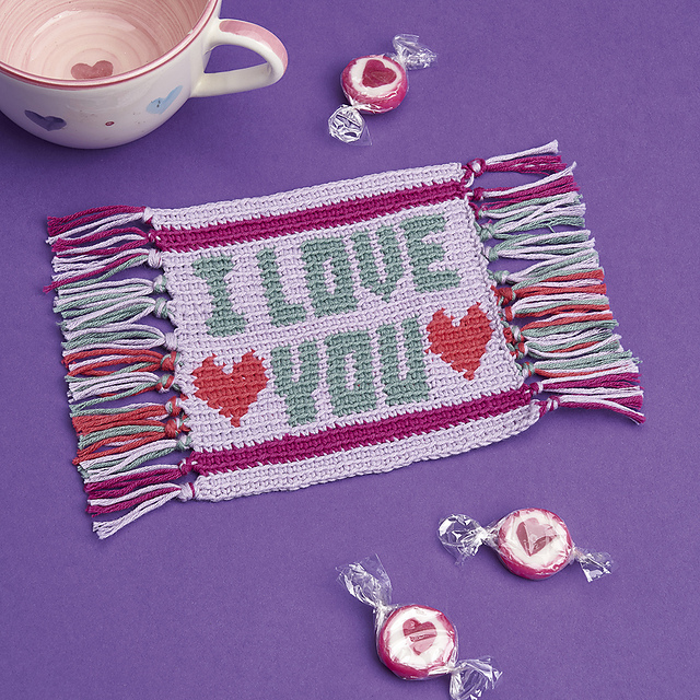 I love you mug rug