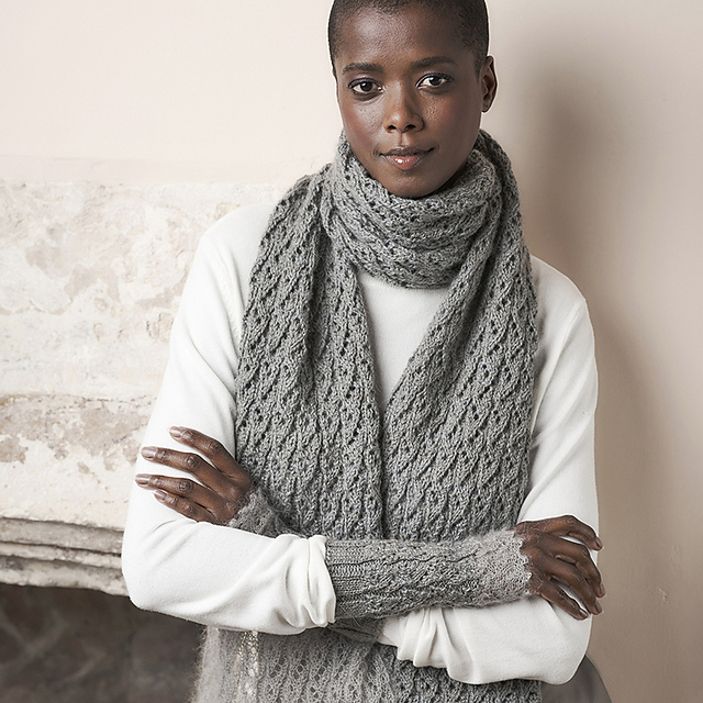 Cloud Pine Scarf & MItts