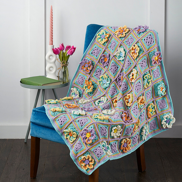 Ravelry Floral Motif Blanket pattern by Sara Scales
